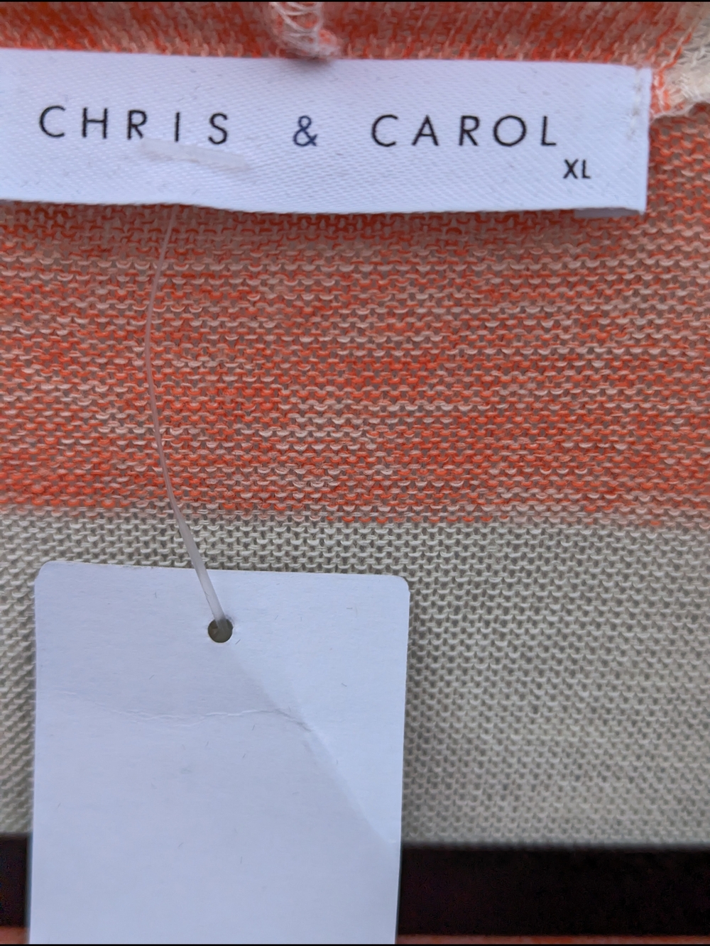 Chris & Carol Striped Open Cardigan in Coral and Cream - Picture 8 of 11